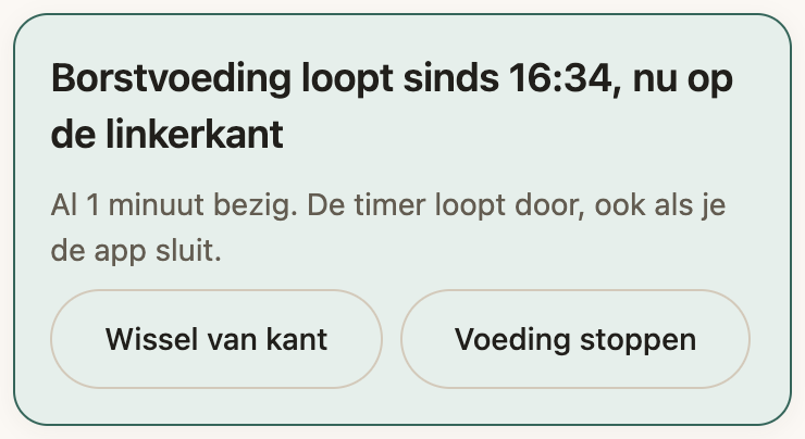 De borstvoedingstimer onthoudt welke kant
